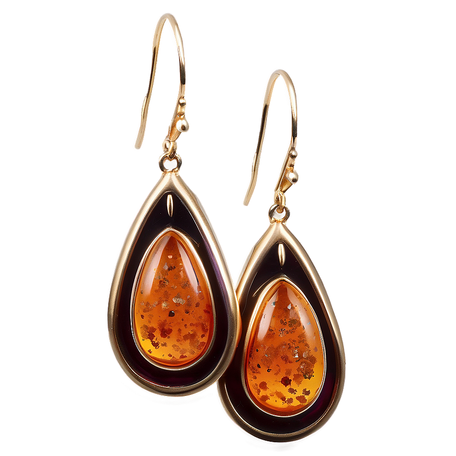 Elegant Amber Earrings Png 2