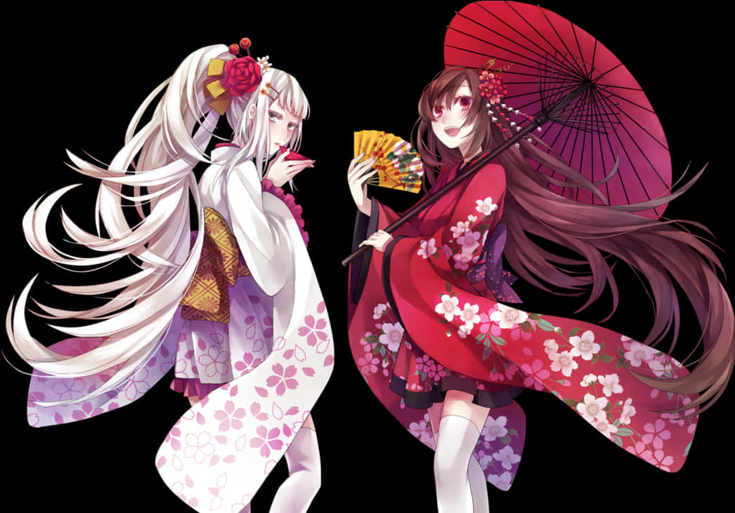 Elegant_ Anime_ Yukata_ Duo