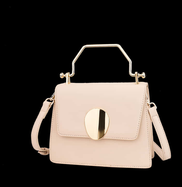 Elegant Beige Handbagwith Golden Clasp