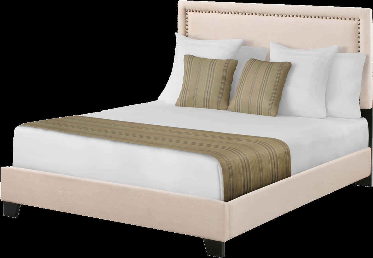 Elegant Beige Upholstered Bed