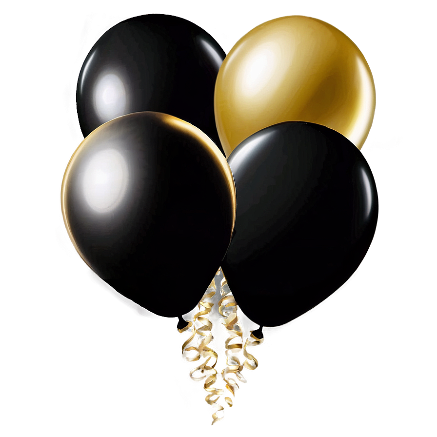 Elegant Black And Gold Balloon Decor Png 10