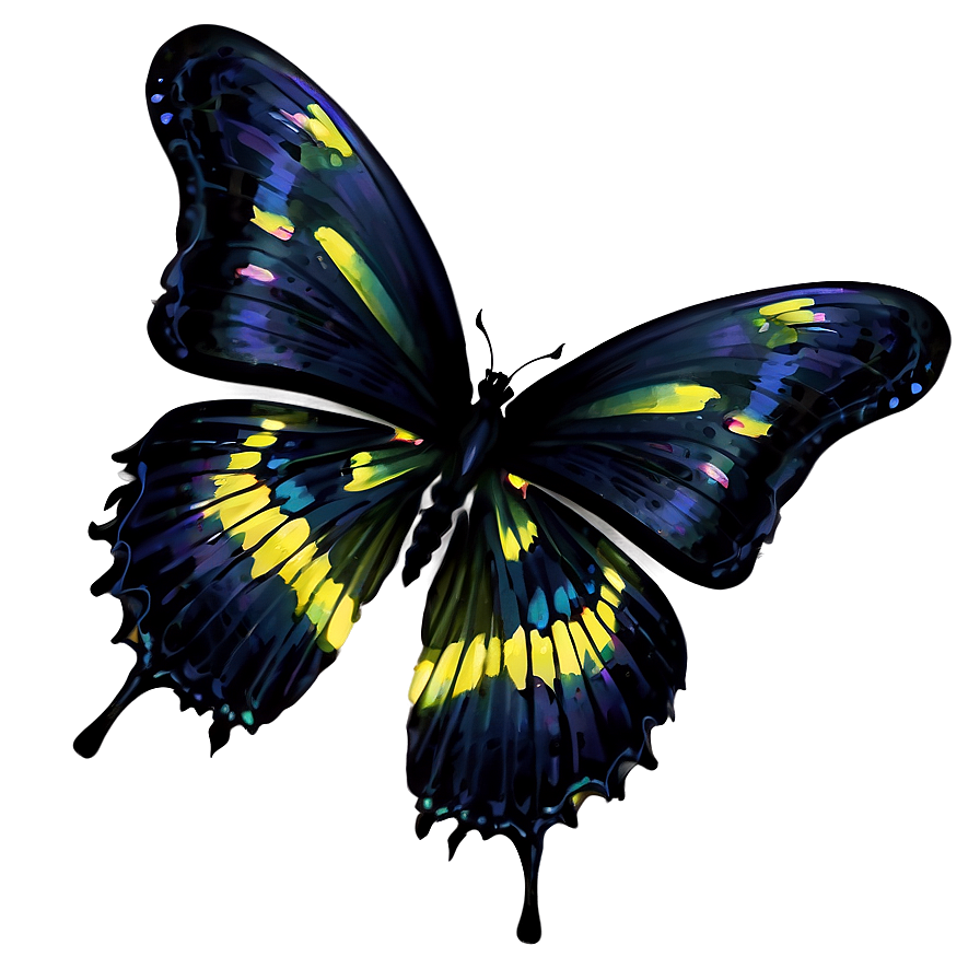 Elegant Black Butterfly Art Png Ftf13