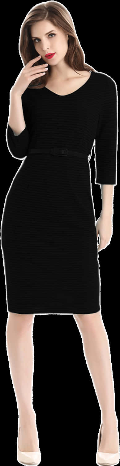 Elegant Black Dress Model Pose