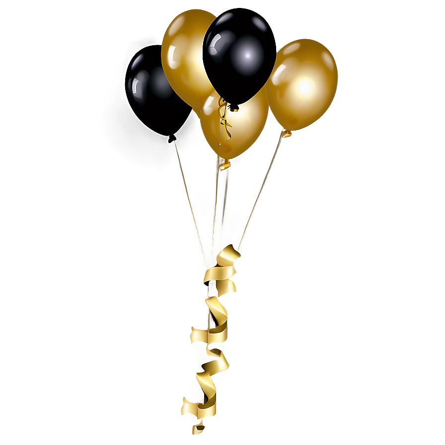 Elegant Black Gold Balloon Design Png 06132024