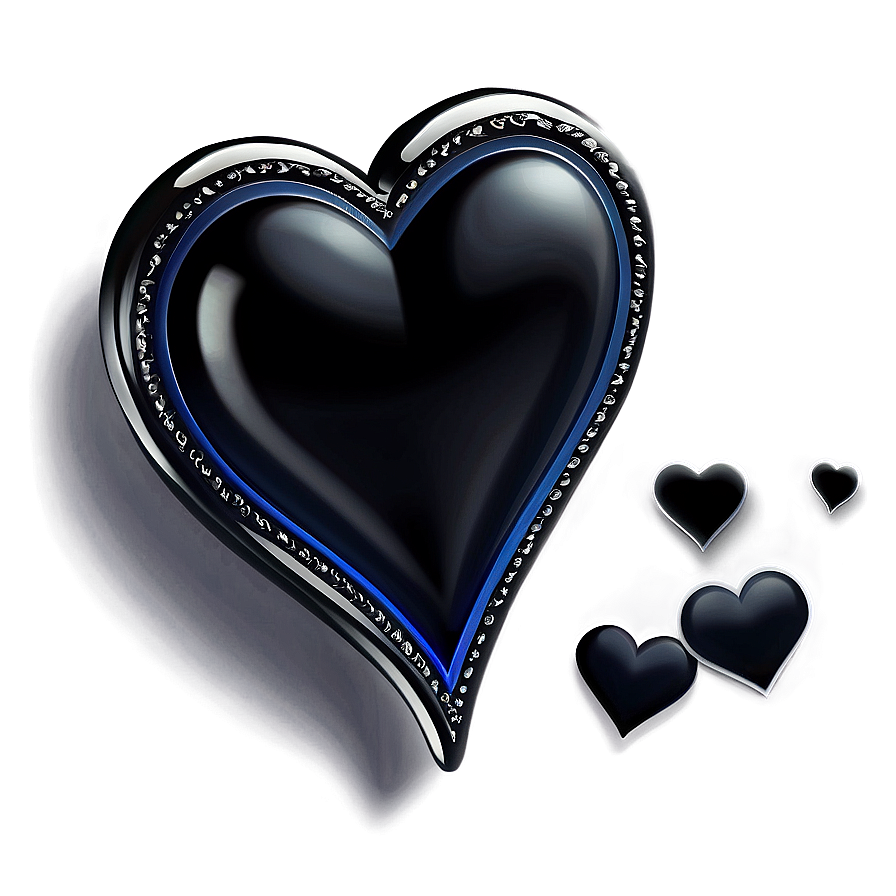 Elegant Black Heart Png 06272024