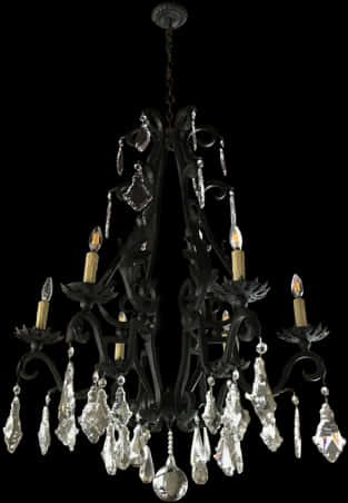 Elegant Black Iron Crystal Chandelier