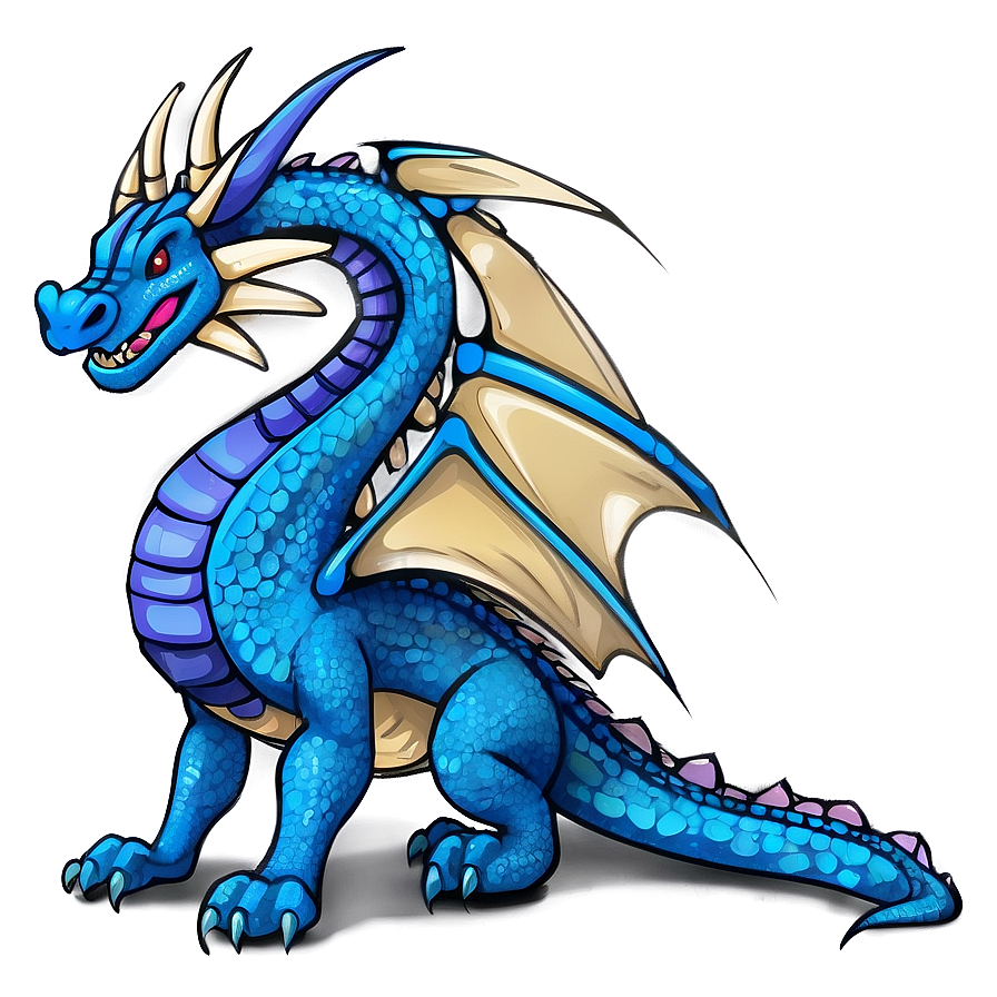 Elegant Blue Dragon Sketch Png Wxi67