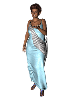 Elegant Blue Dress3 D Character