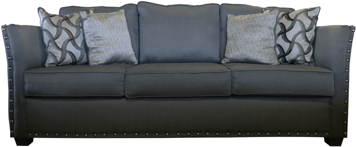 Elegant Blue Fabric Sofawith Pillows