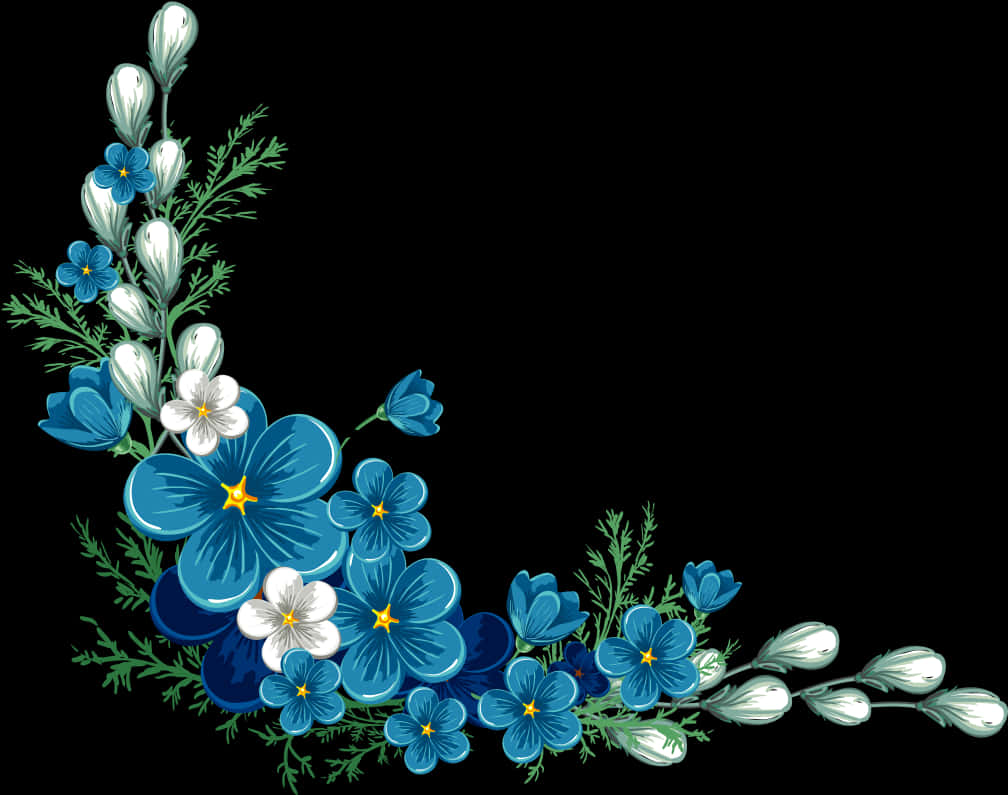 Elegant_ Blue_ Floral_ Corner_ Design