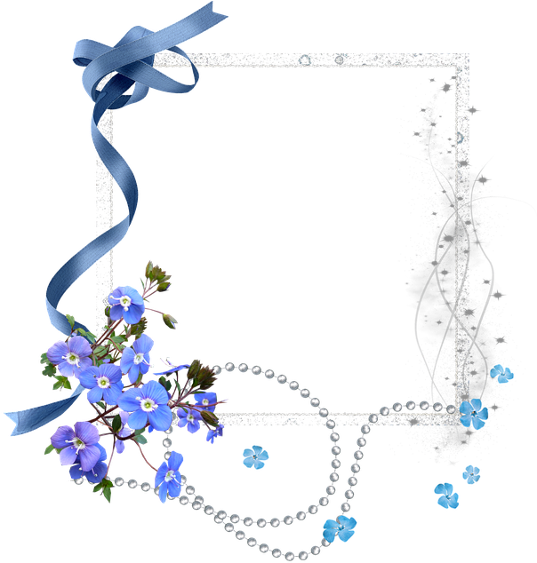 Elegant Blue Floral Frame