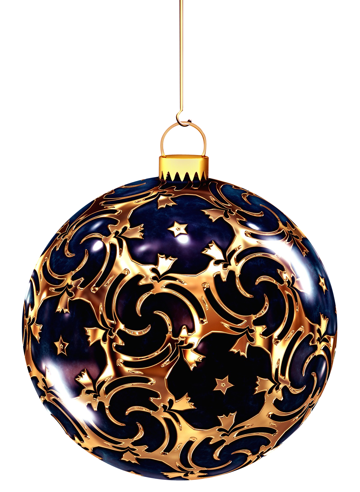 Elegant Blue Gold Christmas Ornament