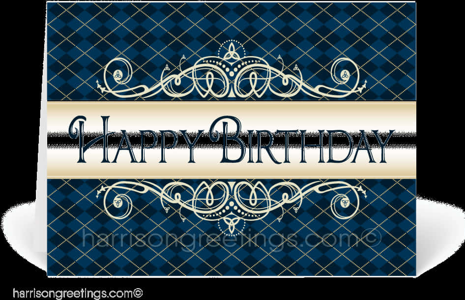 Elegant Blue Plaid Birthday Card Design