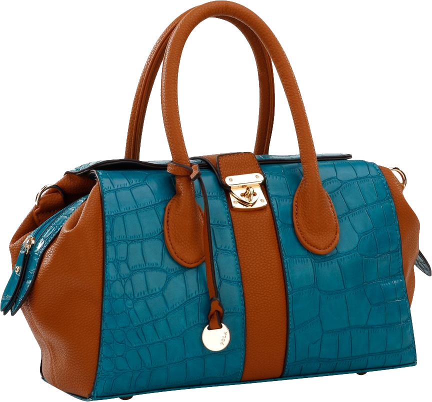 Elegant Blueand Brown Leather Purse