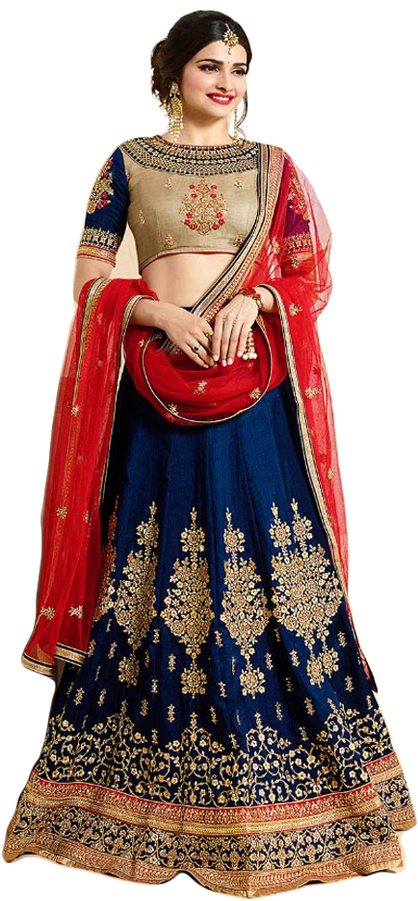 Elegant Blueand Red Lehenga Model