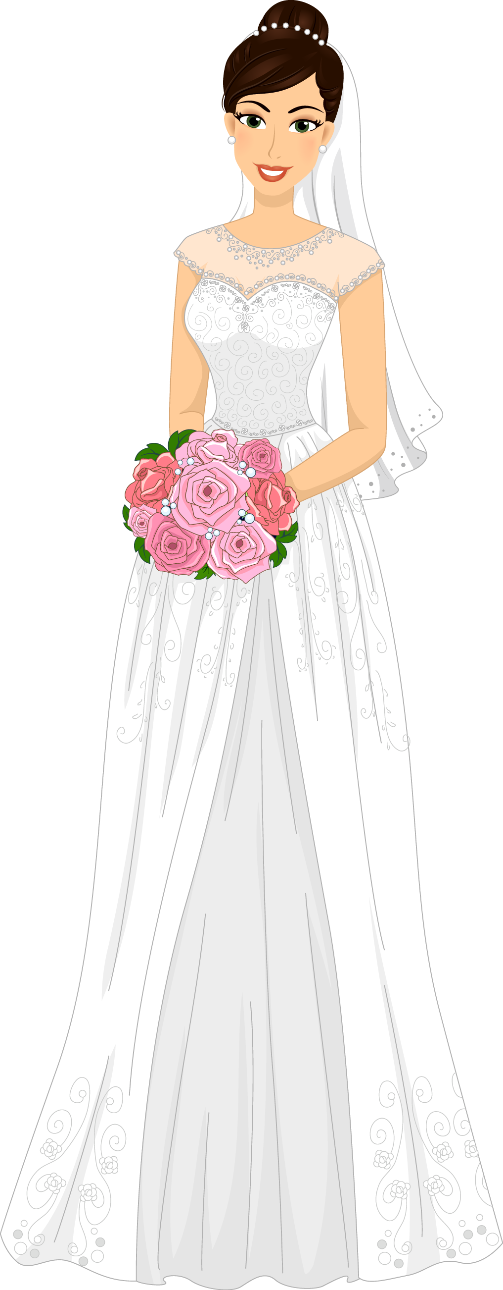 Elegant Bride Cartoon Illustration