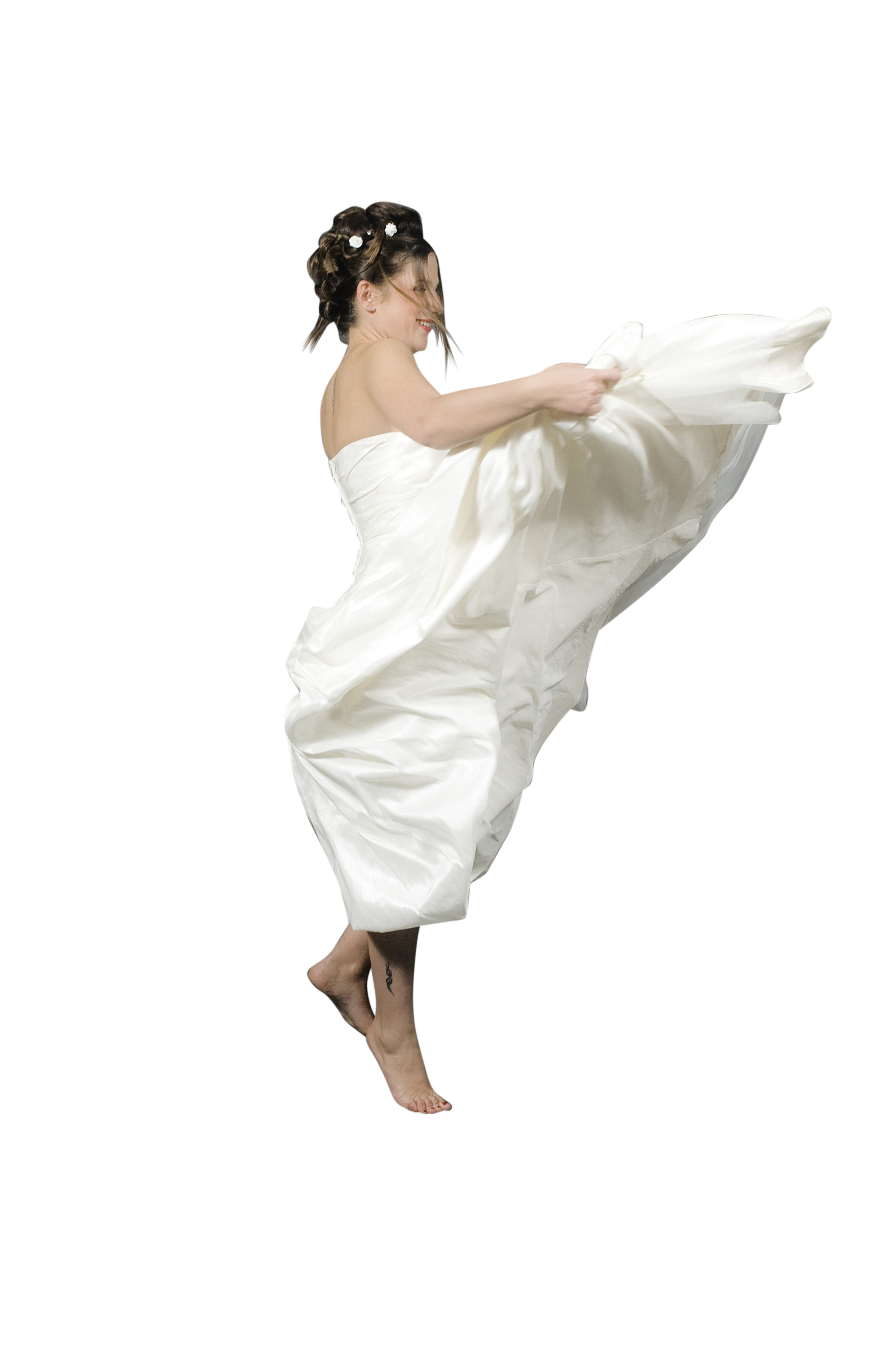 Elegant Bride Dancingin White Dress