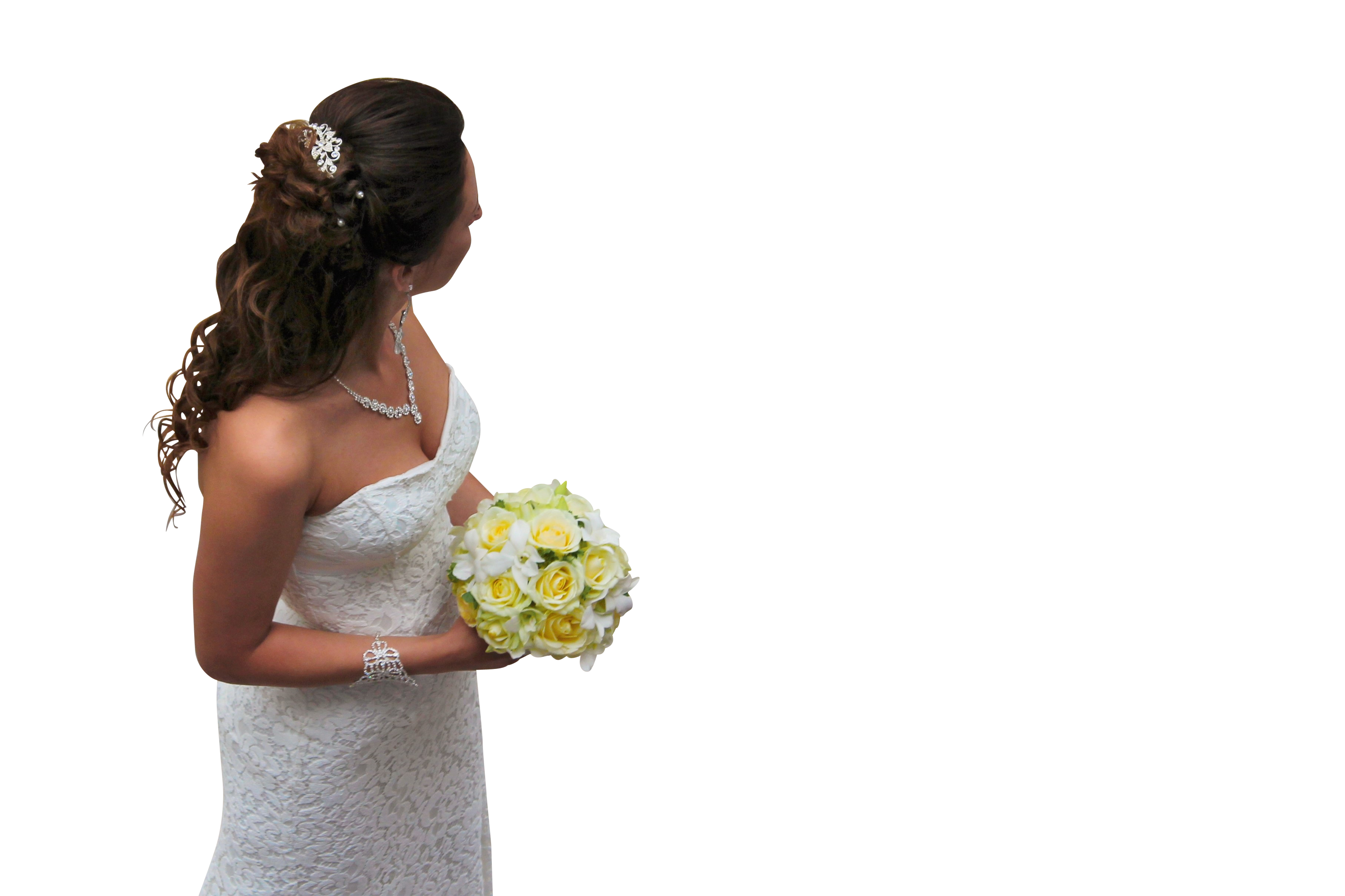 Elegant Bride Profile With Bouquet