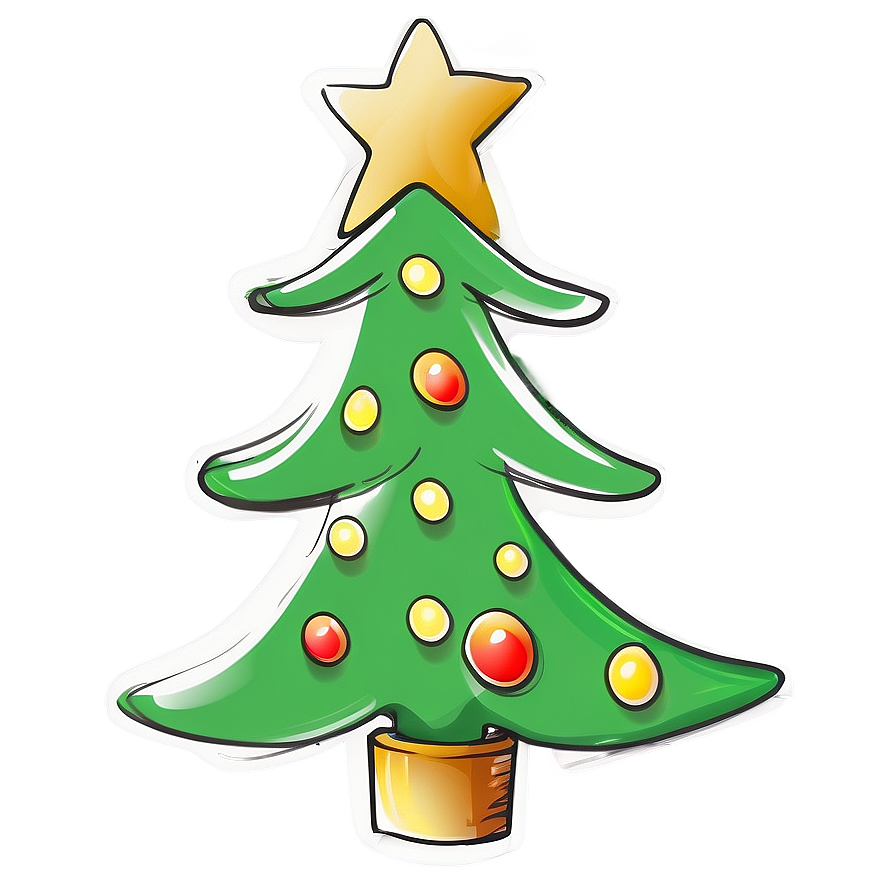 Elegant Christmas Tree Sketch Png Tta65