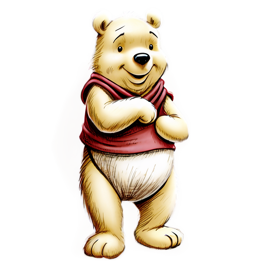 Elegant Classic Pooh Drawing Png 06292024