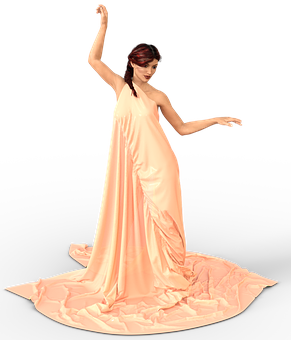 Elegant_ Dance_ Pose_in_ Peach_ Gown