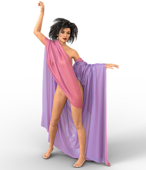 Elegant Dance Posein Purple Drapery