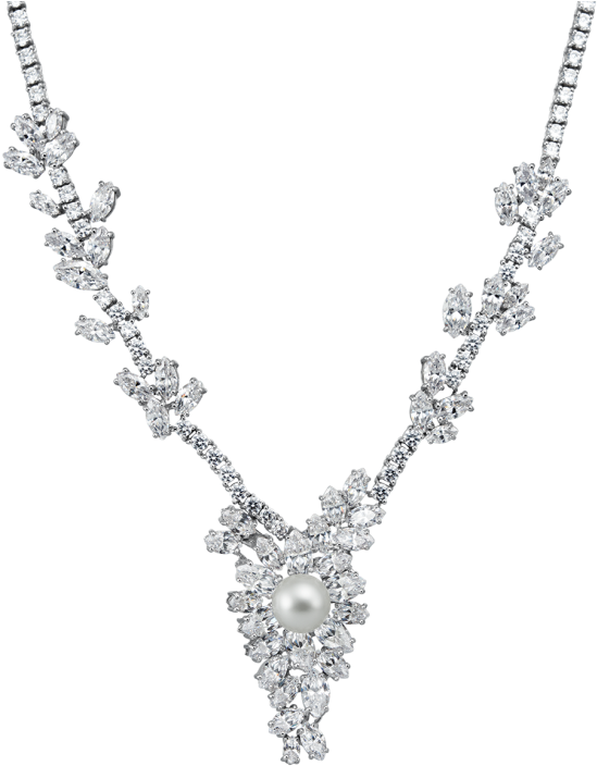 Elegant Diamond Pearl Necklace