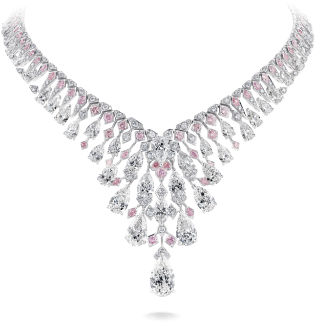 Elegant Diamond Pink Sapphire Necklace