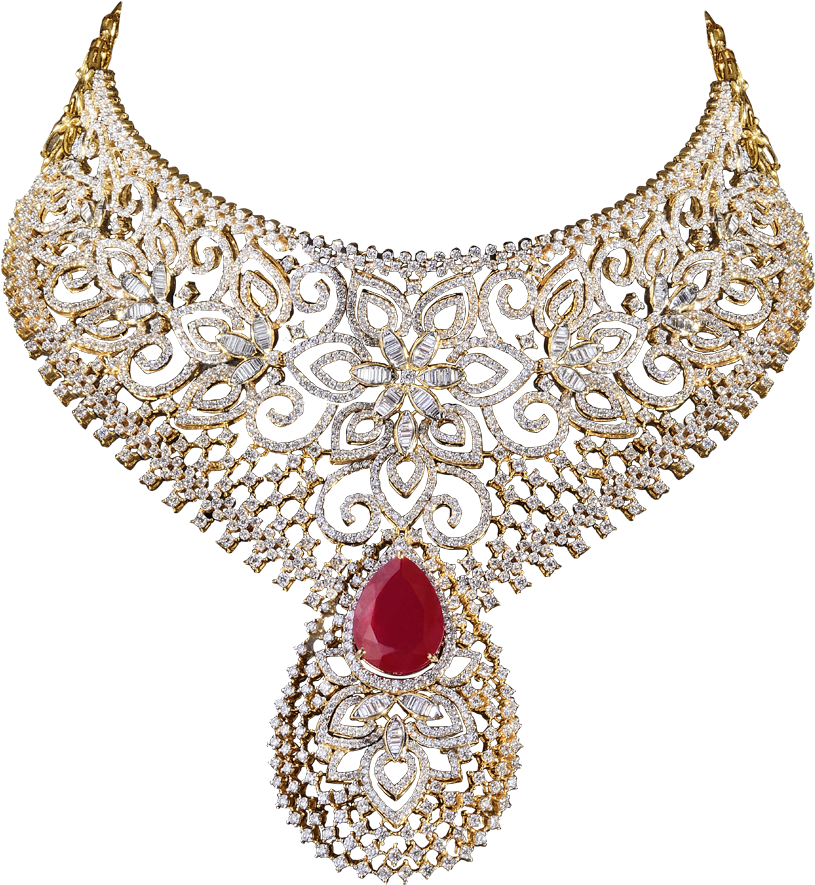 Elegant Diamondand Ruby Necklace Design