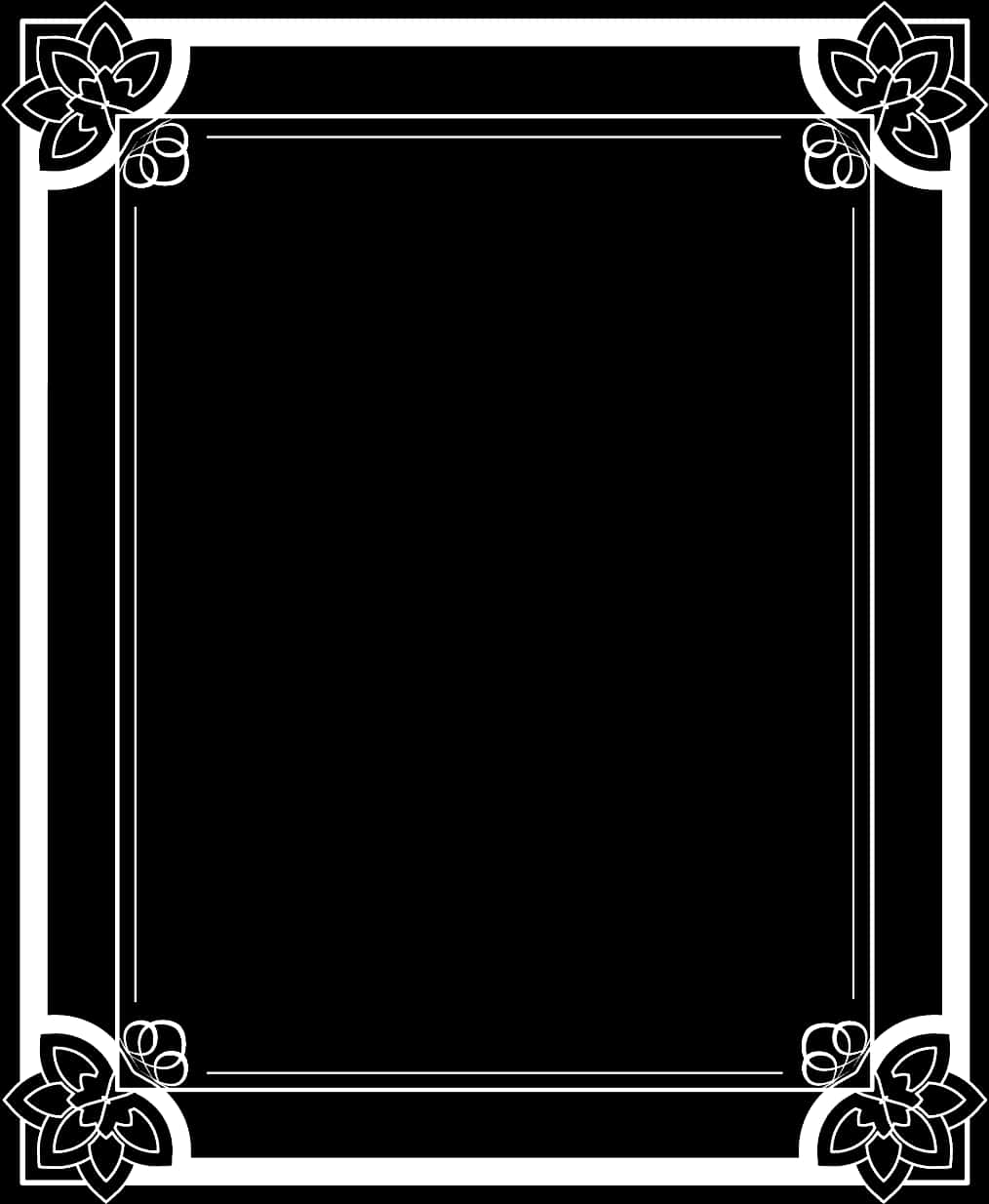 Elegant Floral Black White Border