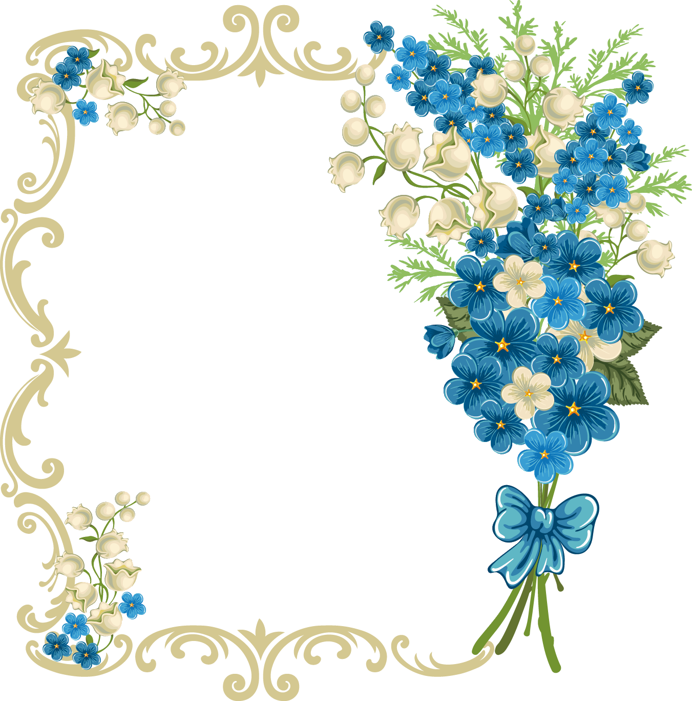 Elegant Floral Blue Frame