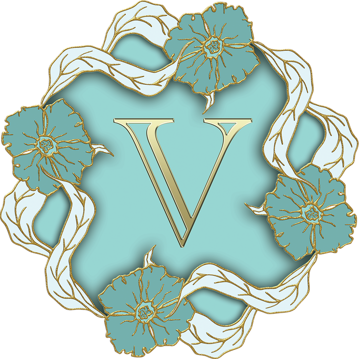 Elegant Floral Letter V Design