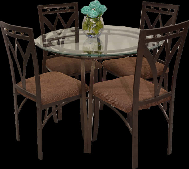 Elegant Glass Top Dining Set