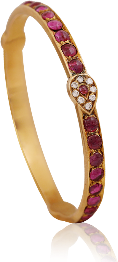 Elegant Gold Banglewith Rubiesand Diamonds