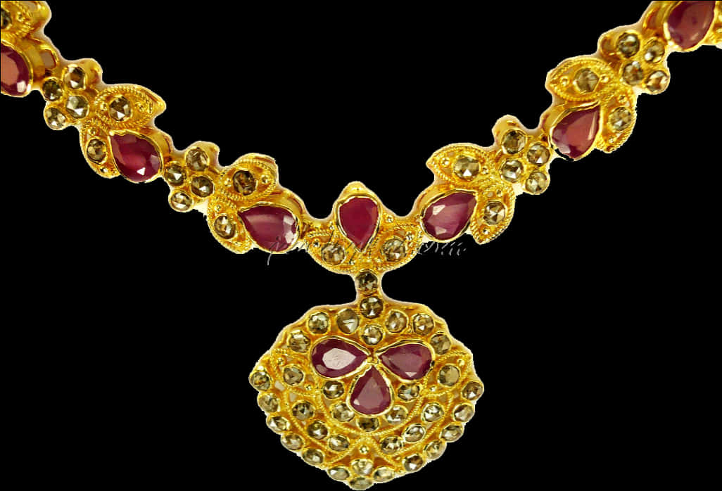 Elegant Gold Chainwith Ruby Pendant