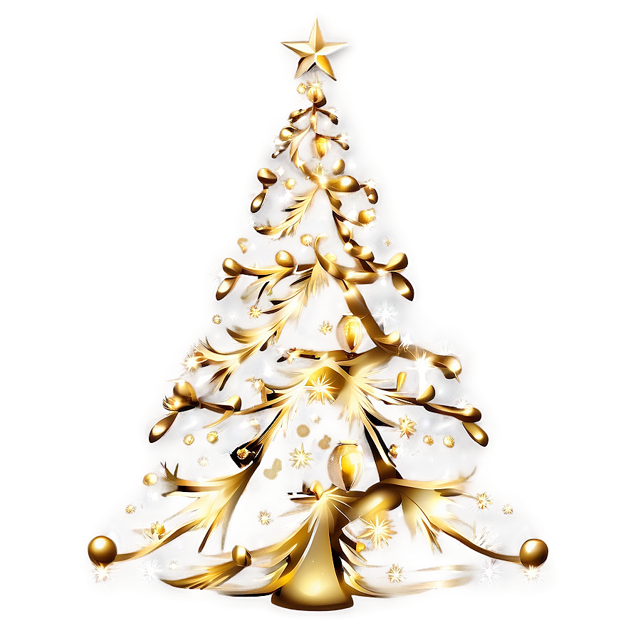 Elegant Gold Christmas Tree Aesthetic Png 06282024