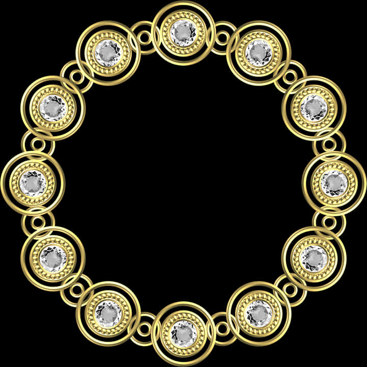 Elegant Gold Circle Framewith Diamonds