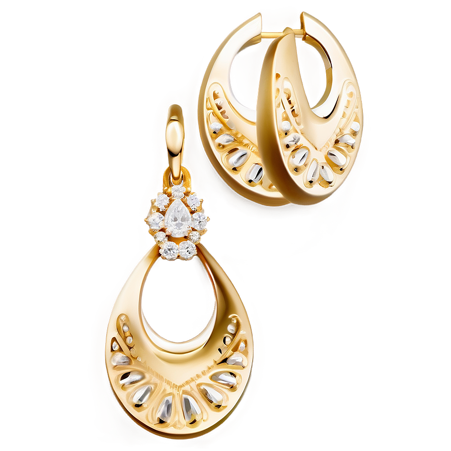 Elegant Gold Earrings Png Mfu74