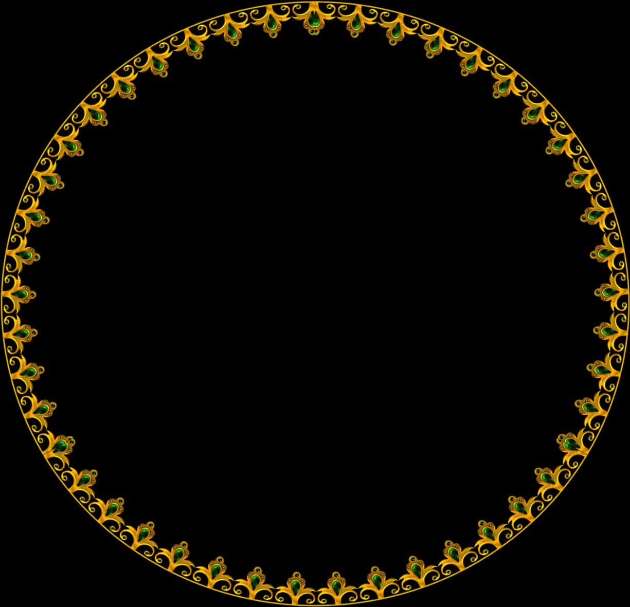 Elegant Gold Floral Circle Frame