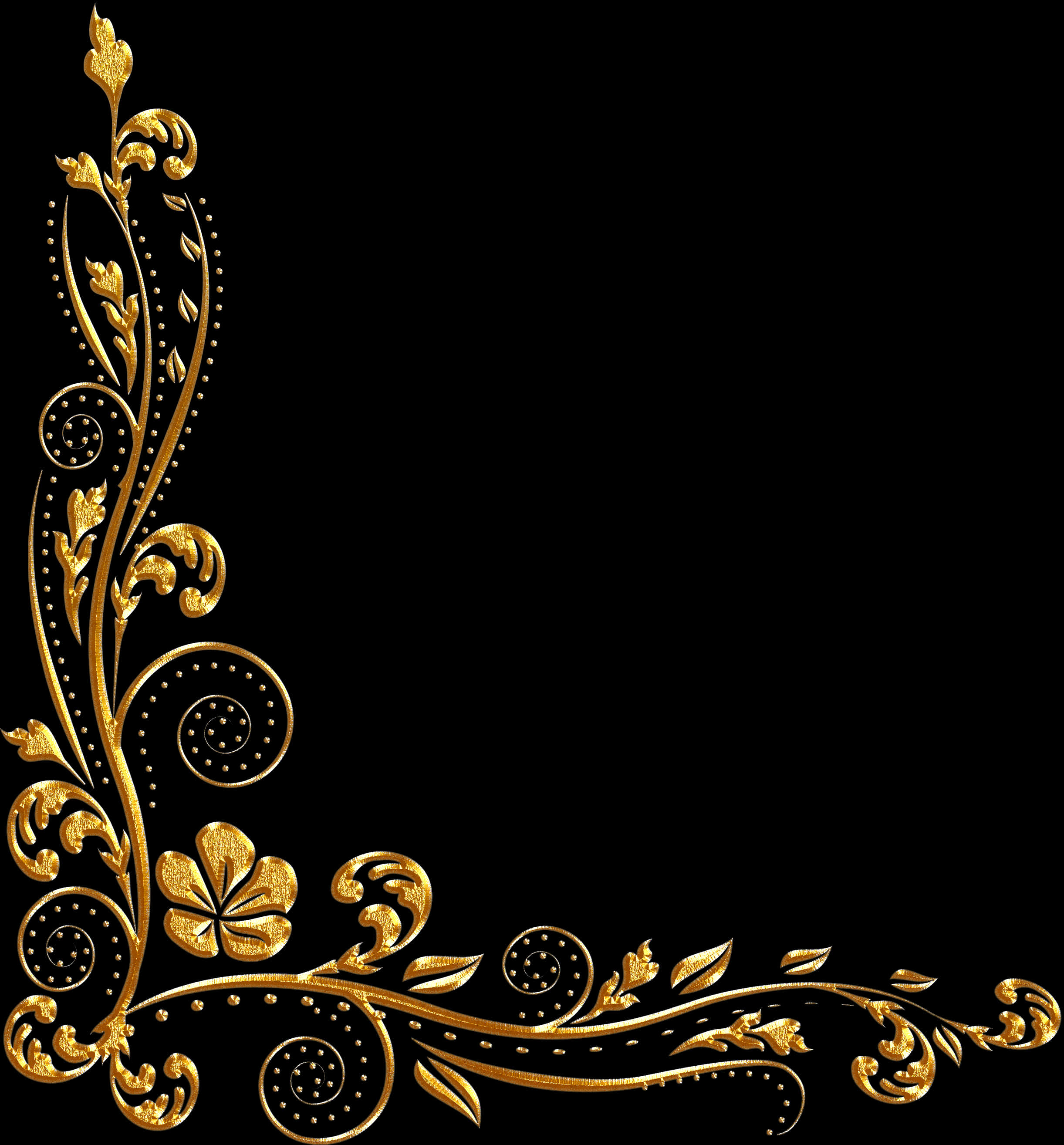 Elegant Gold Floral Design Corner Border