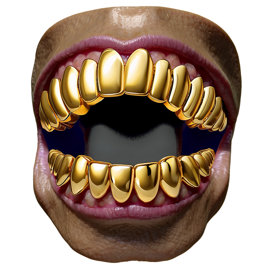 Elegant Gold Grillz Design Png Cbl17