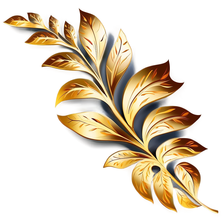 Elegant Gold Leaf Design Png 74