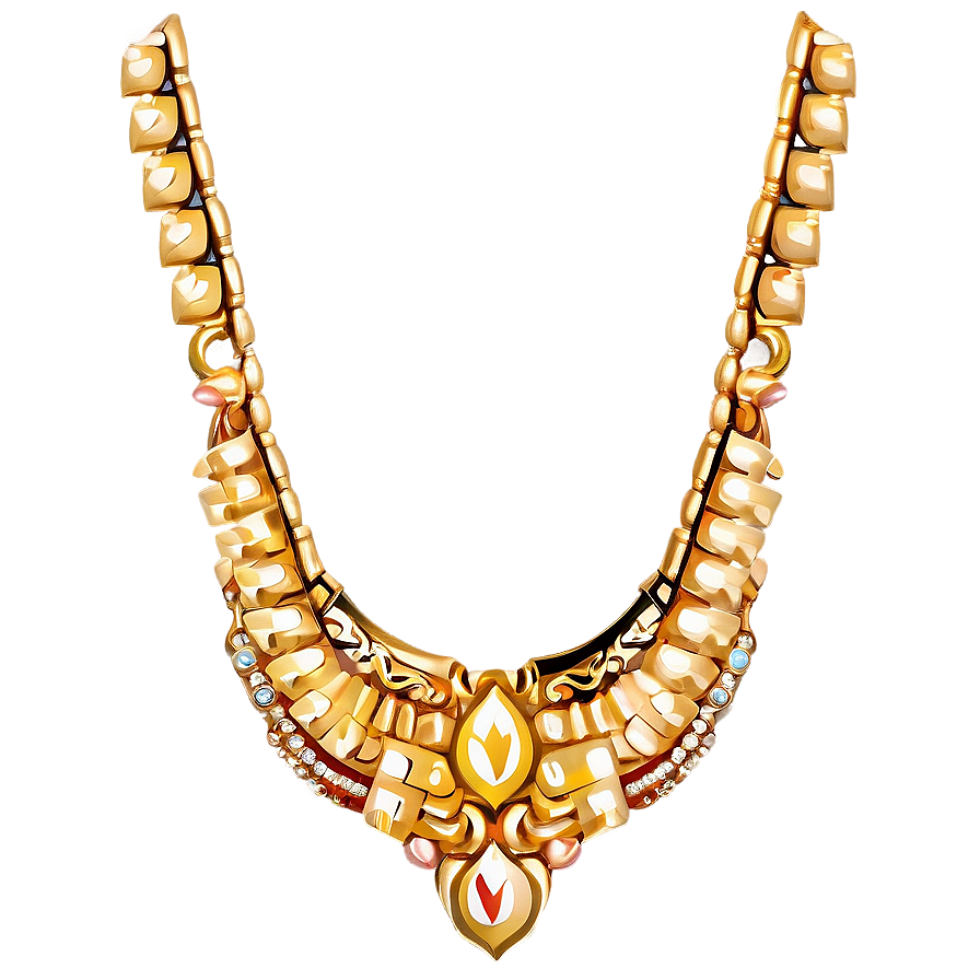 Elegant Gold Necklace Png 06122024