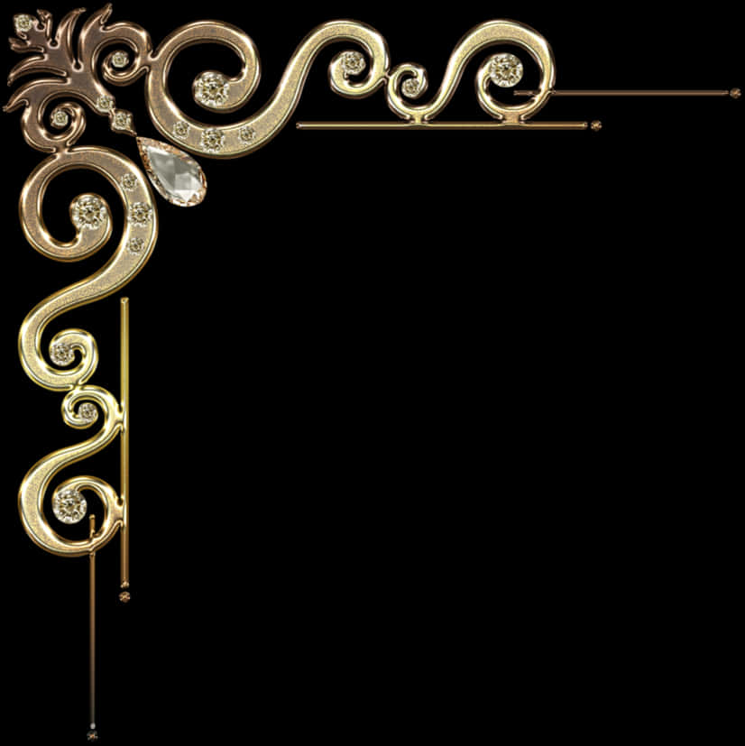 Elegant Gold Scroll Corner Border