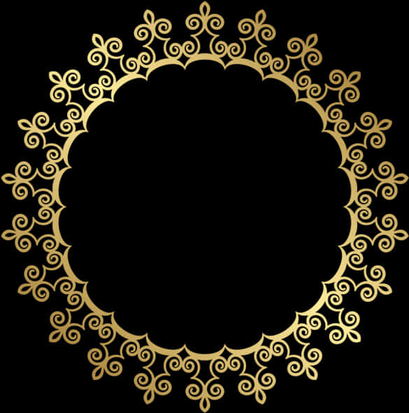 Elegant Golden Floral Frameon Black