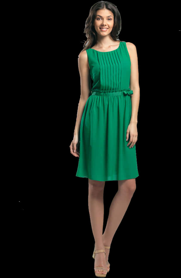 Elegant Green Sleeveless Dress