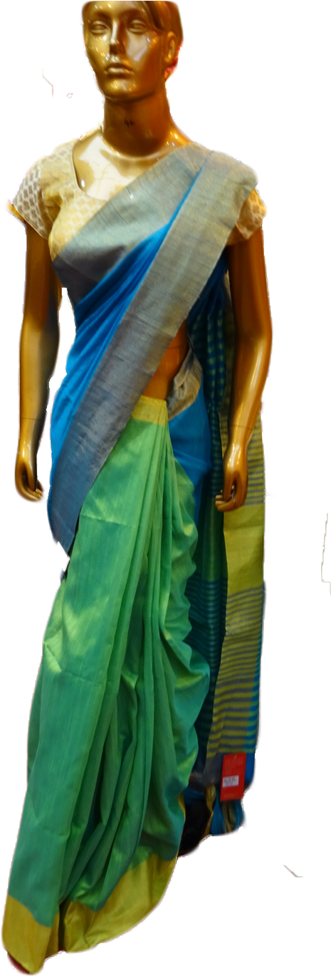 Elegant Greenand Blue Saree Mannequin