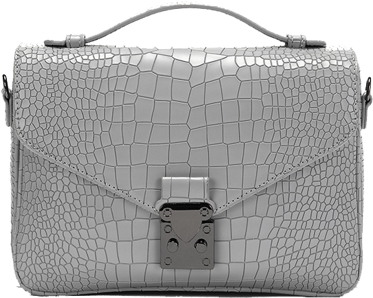 Elegant Grey Crocodile Texture Handbag