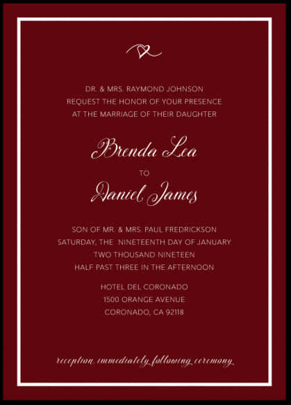 Elegant Maroon Wedding Invitation