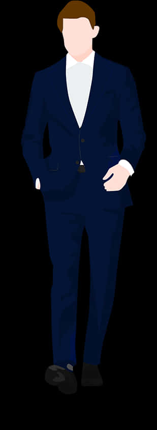 Elegant Navy Blue Suit Illustration